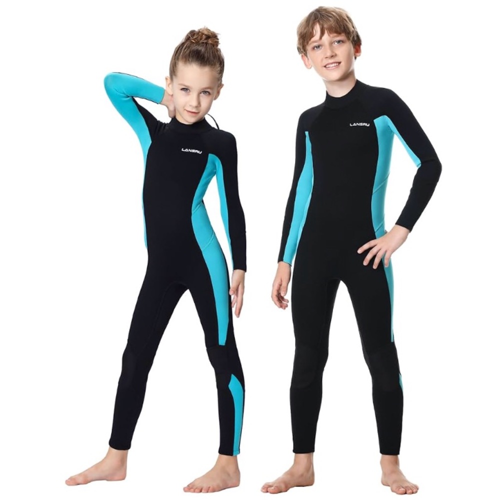 Lansru Kids Back-Zip Wetsuit - 3/2 mm Premium CR Neoprene
